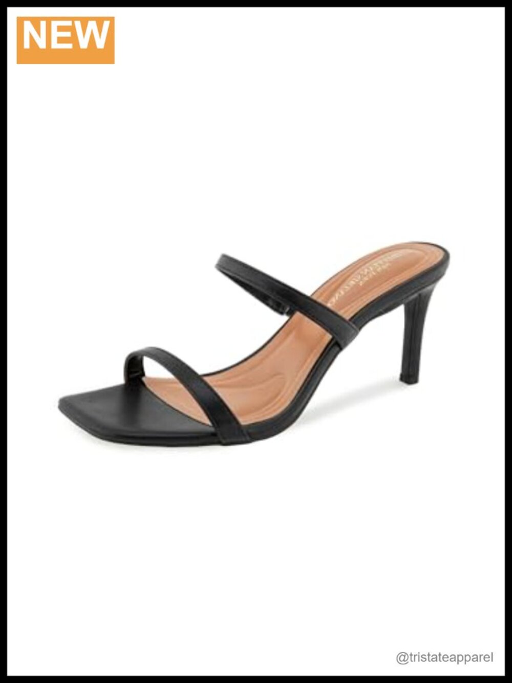 Faux Leather Stiletto Heeled Slingback Sandals Square Toe